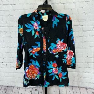 Maeve Black Floral Blouse
